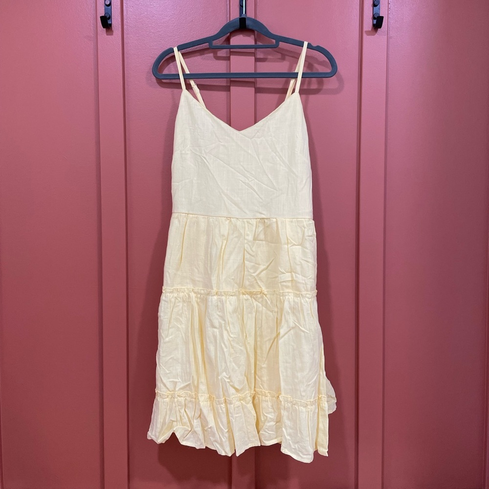 Yellow tiered mini dress